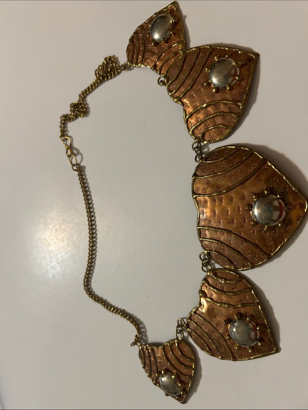 Gold-Tone Statement Pendant Necklace with Silver Accents - Picture 5 of 6